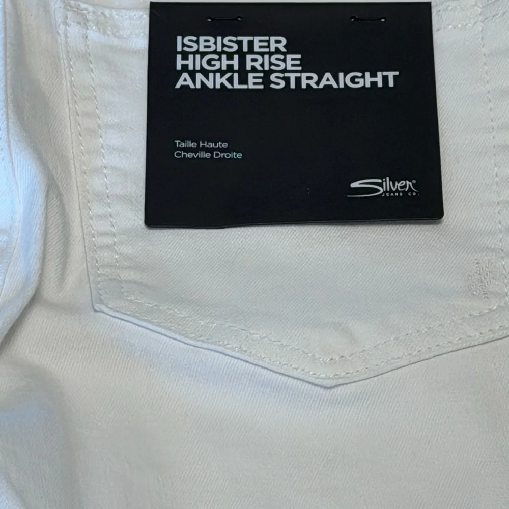 Silver Jeans Isbister High Rise Ankle Straight White Jeans NWT 27